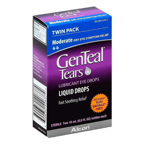Genteal Tears Lubricant Liquid Eye Drops Moderate, Twin Pack, 0.5 Oz